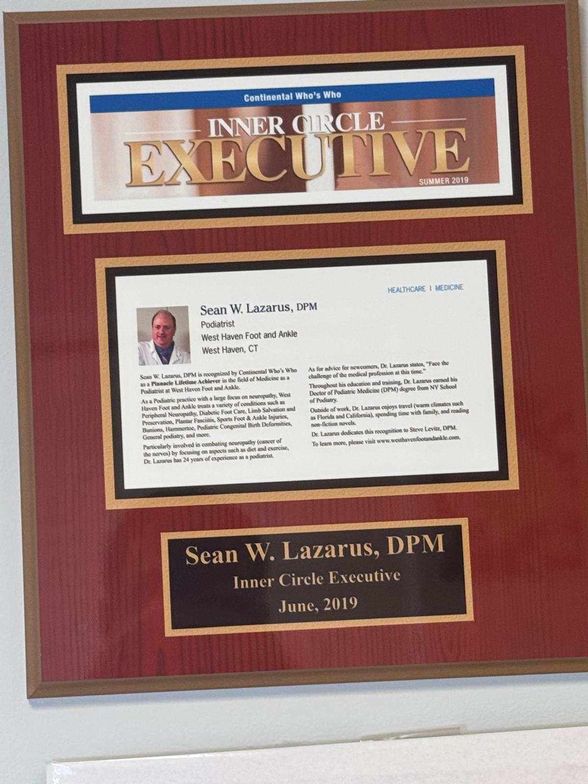 Dr. Sean Lazarus award and recognition 2