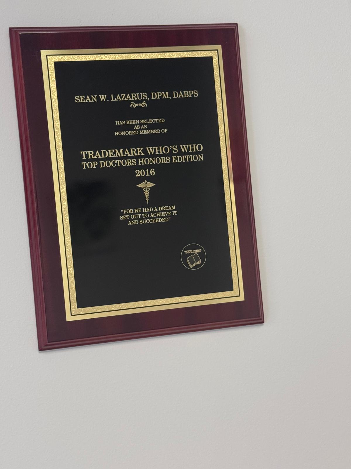 Dr. Sean Lazarus award and recognition 6