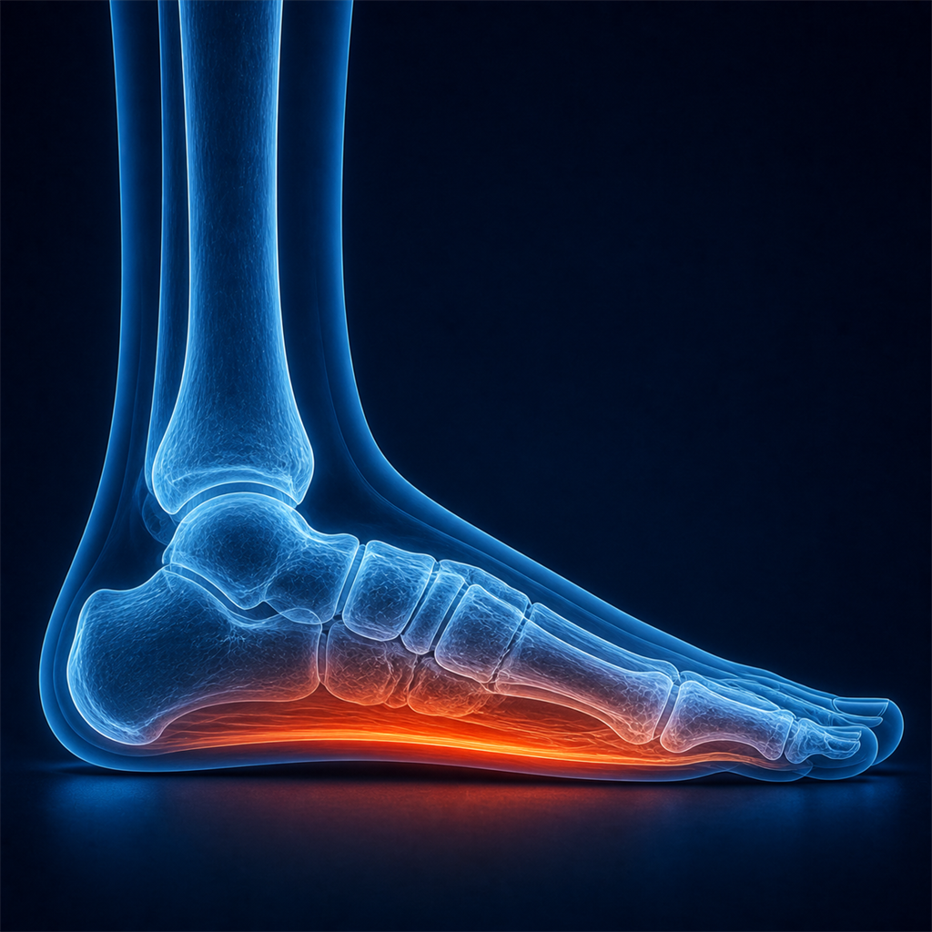 X-ray visualization of flat foot and low arch condition