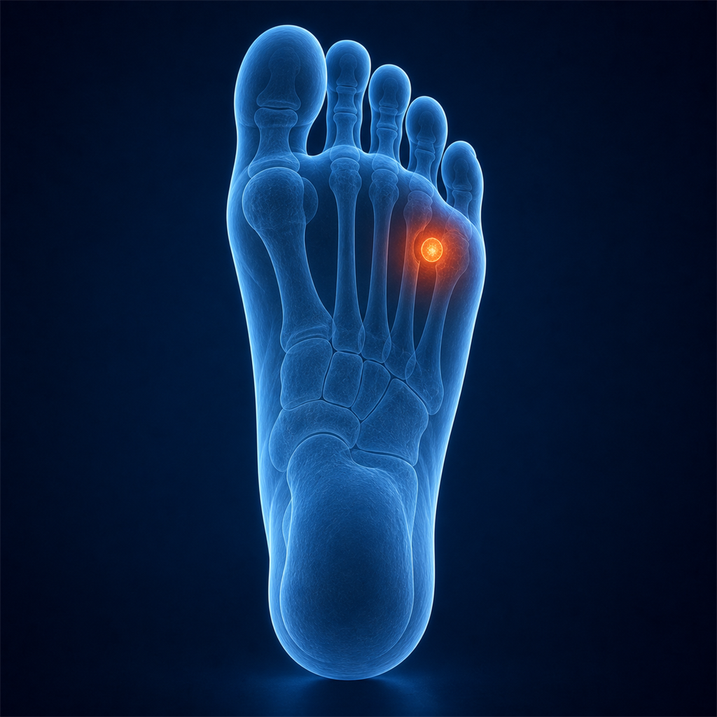 X-ray visualization of plantar warts on the sole of the foot